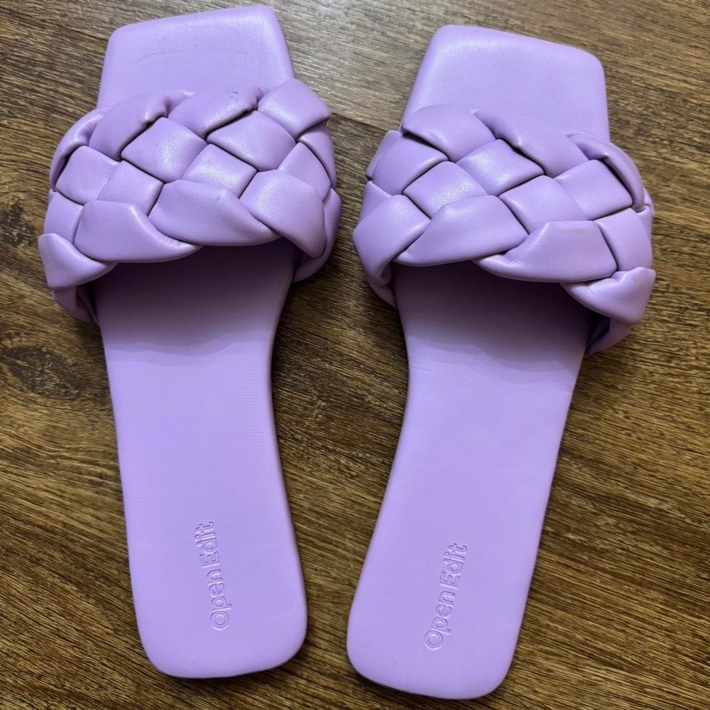 Open Edit Purple Leather slides 9.5